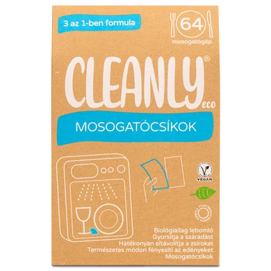 Cleanly Eco Gépi mosogatócsíkok 3 az 1-ben formula 64 db