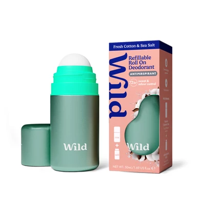 WILD Izzadásgátló roll-on tartó & utántöltő Pamut-Tenger illattal 40 ml