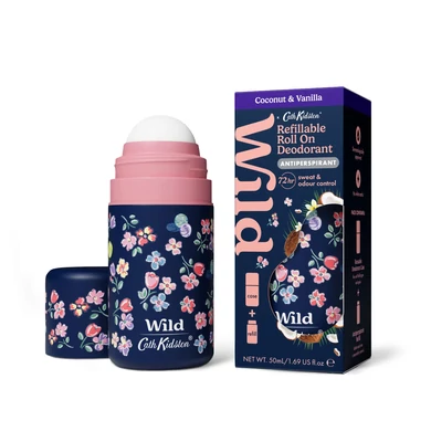 WILD Izzadásgátló roll-on tartó & utántöltő Kókusz-Vanília illattal 40 ml - Virágok
