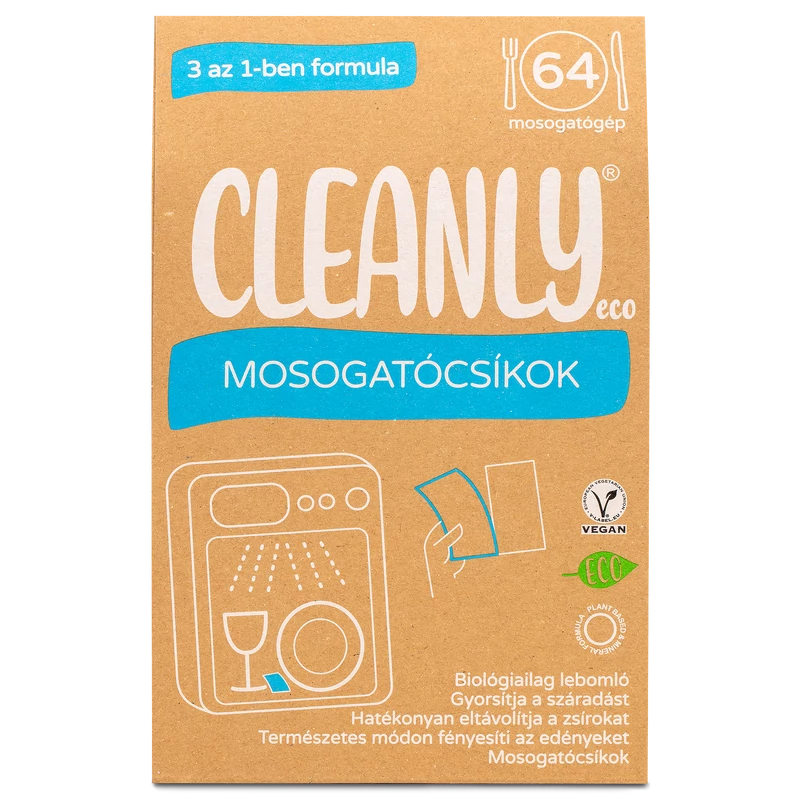 Cleanly Eco mosogatócsíkok 3in1 formula 64 db