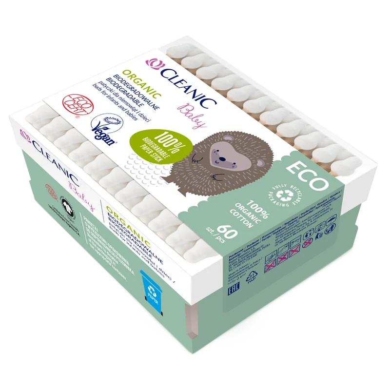 Cleanic Baby ECO Organic biológiailag lebomló fültisztító 60db