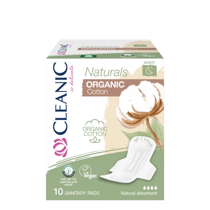 Cleanic Naturals Organic Cotton Night egészségügyi betét 10db